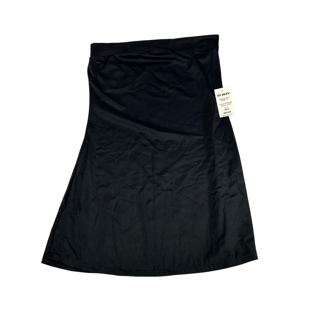 So Sexy Lycra Vintage Y2K‎ Showgirl Dancing Outfit Black Mini Skirt Medium NWT